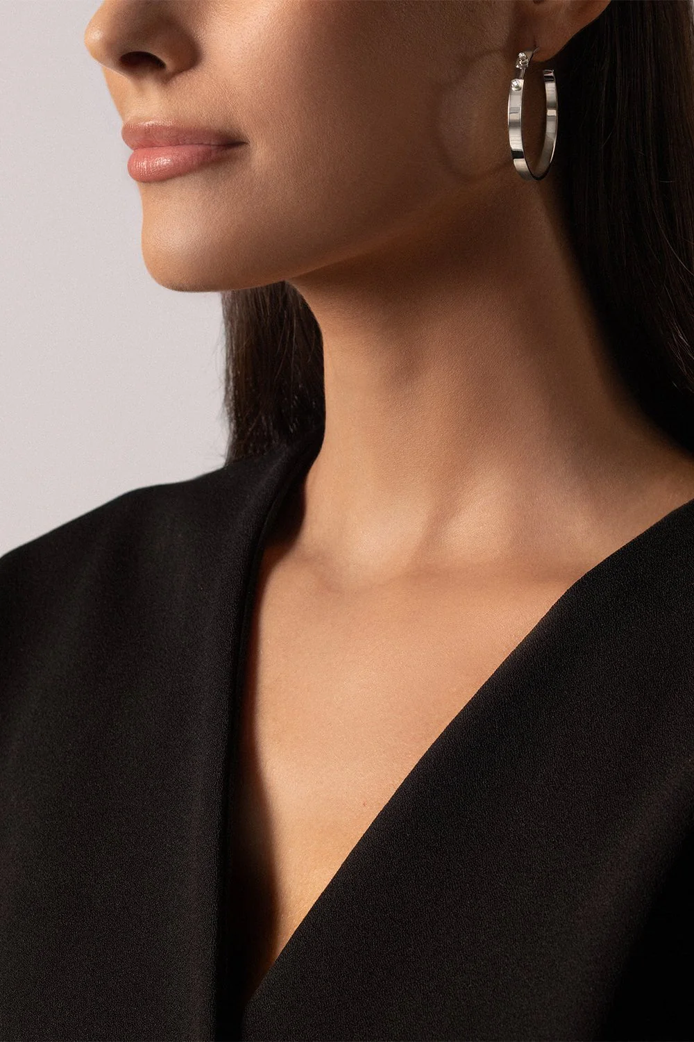 Monday Morning Mood Hoop Earrings - White Gold - Image 2