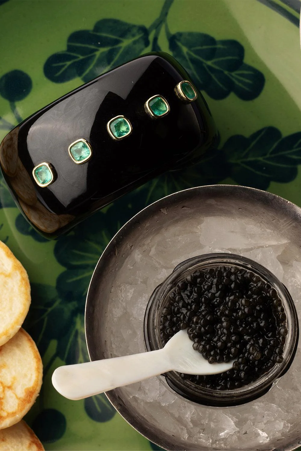 Black Jade Emerald Cuff Bracelet - Image 2