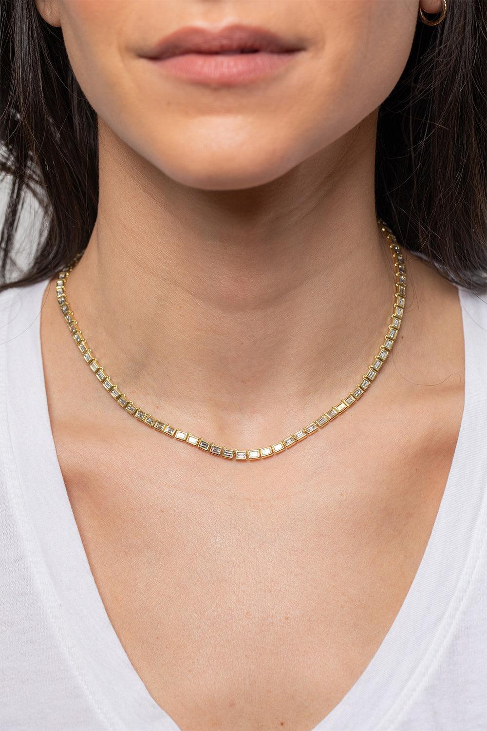 Diamond Baguette Nesting Gem Tennis Necklace - Image 2