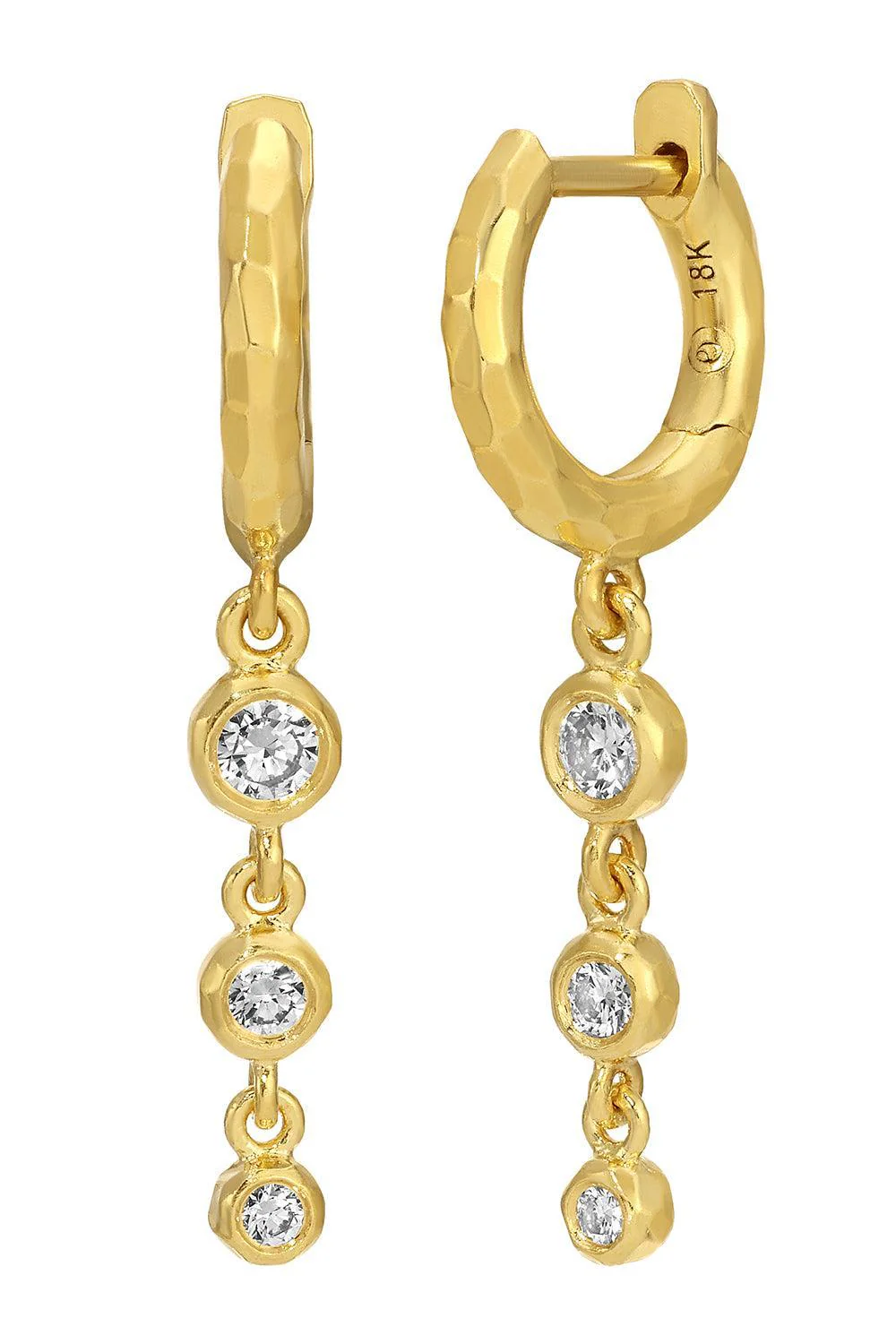 Diamond Micro Gabby Three Drop Nesting Gem Earrings
