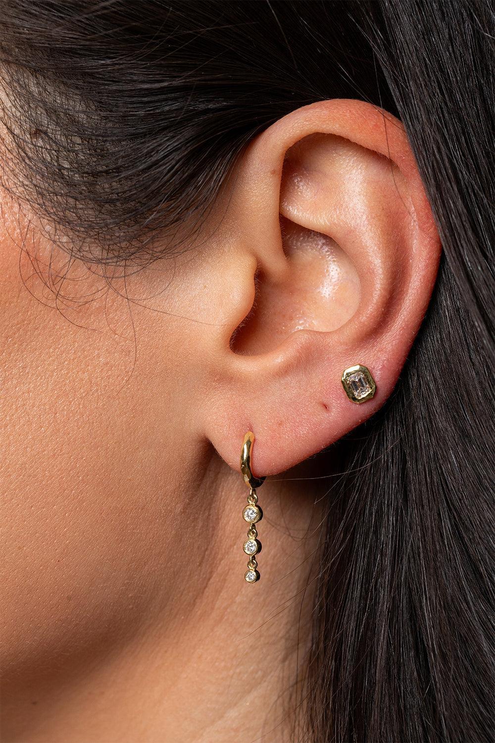 Diamond Micro Gabby Three Drop Nesting Gem Earrings - Image 2