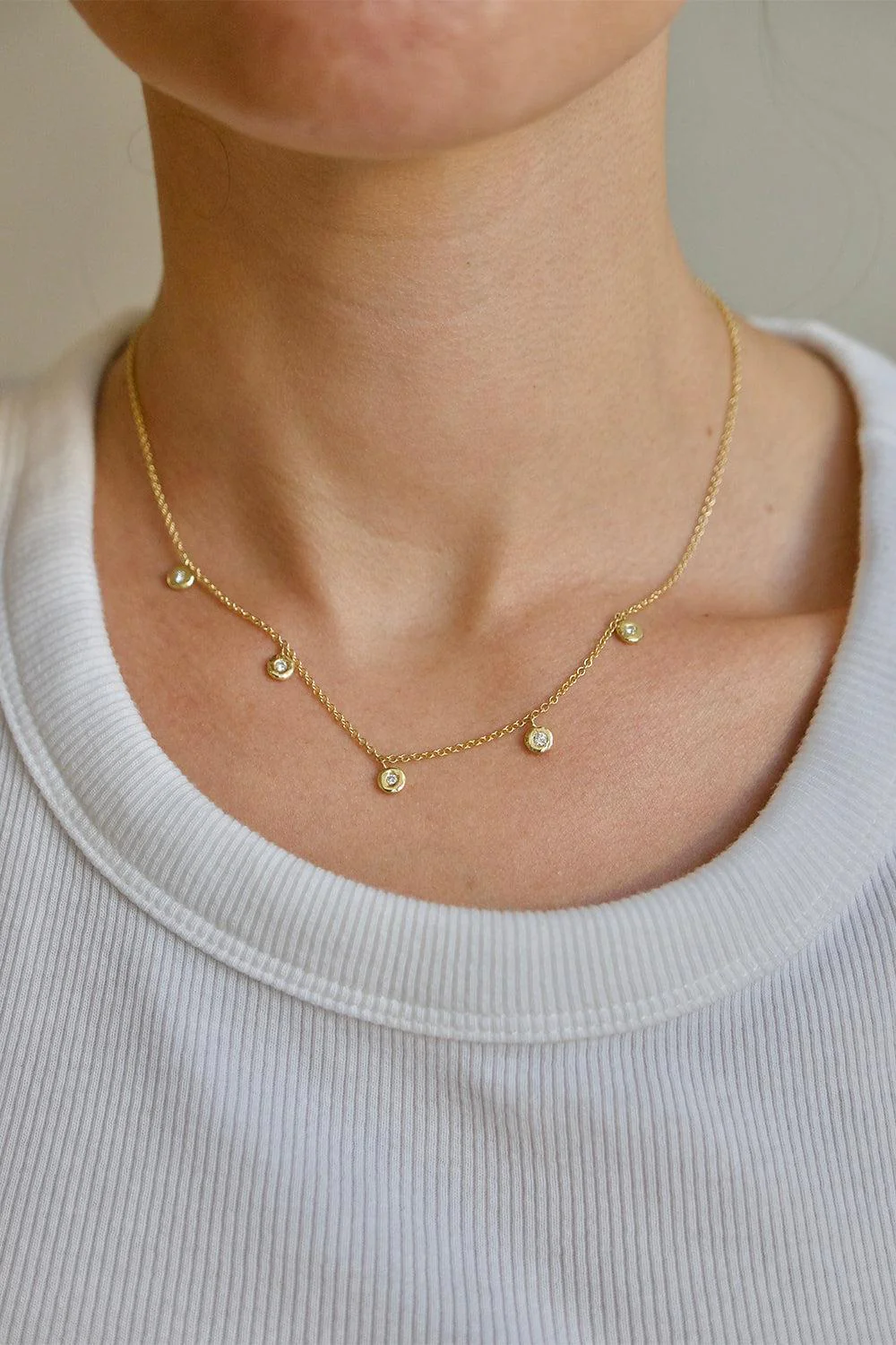 Five Diamond Nesting Gem Necklace - Image 2