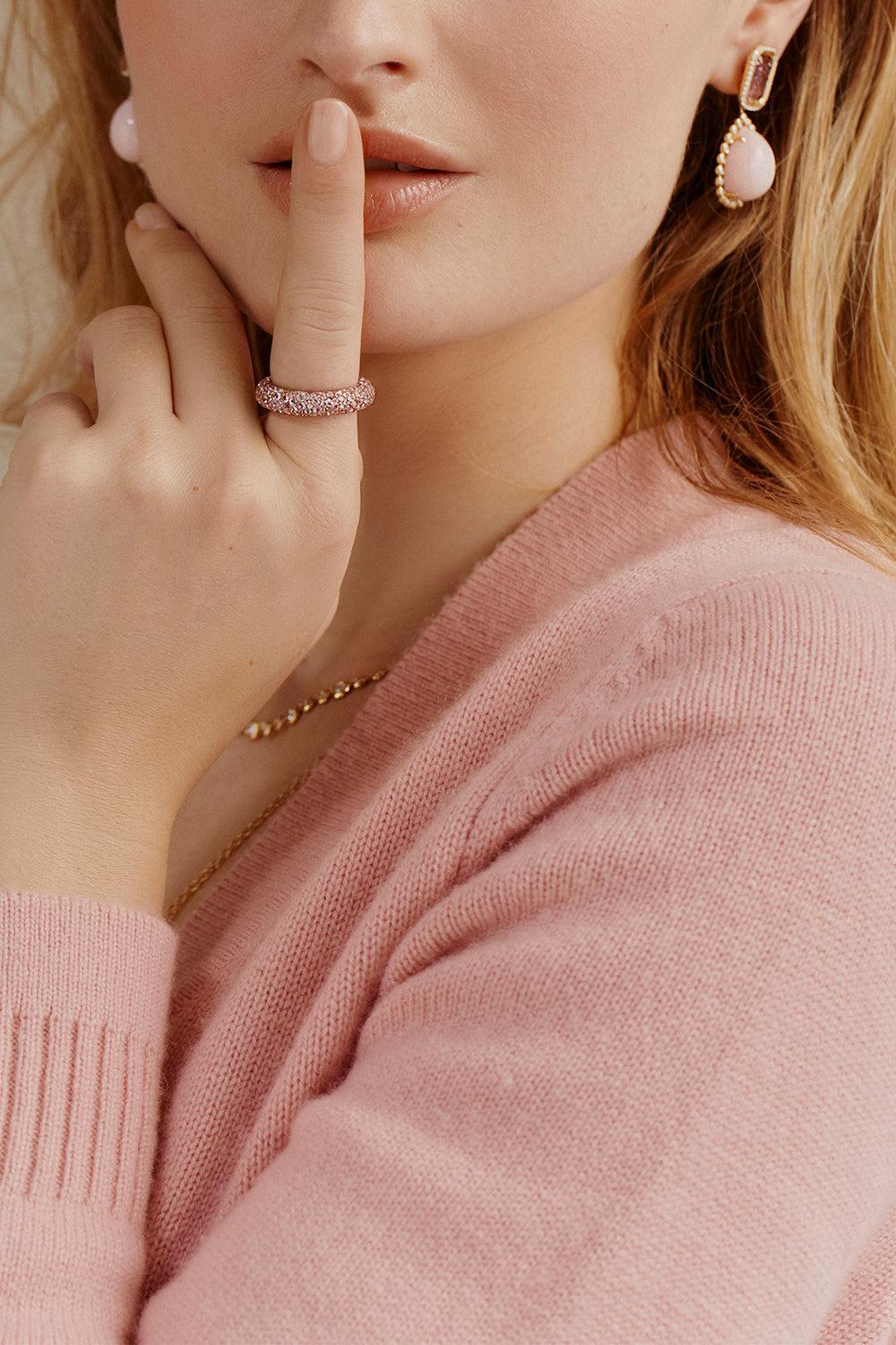 Pink Sapphire Blossom Bubble Ring - Image 2