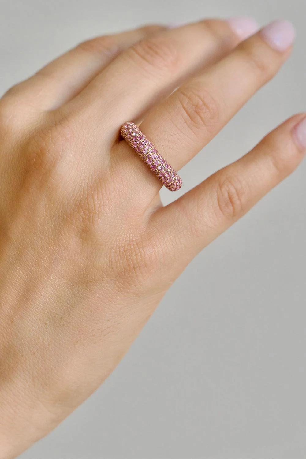Pink Sapphire Blossom Bubble Ring - Image 3