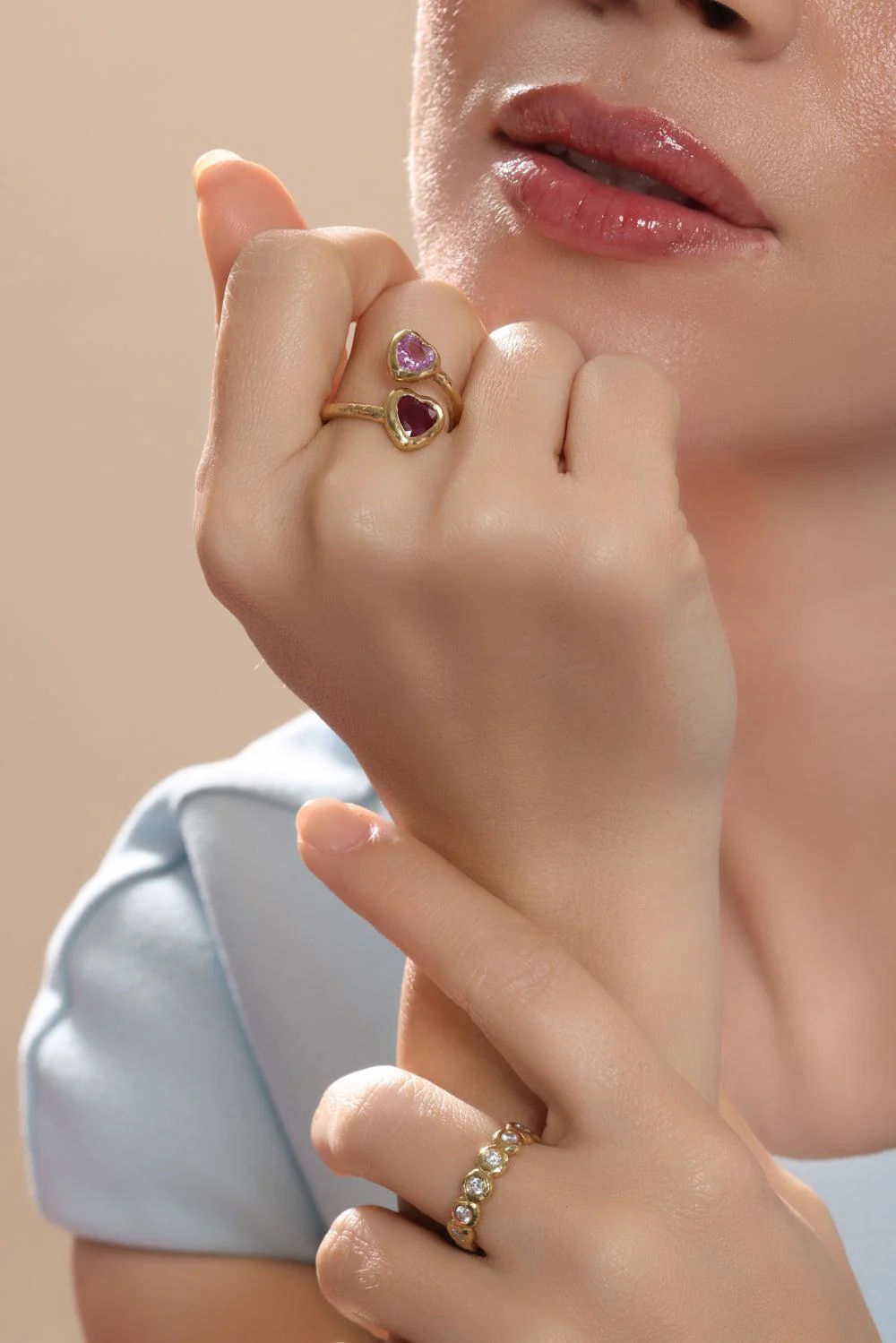 Pink Sapphire Moi Toi Heart Ring - Image 3