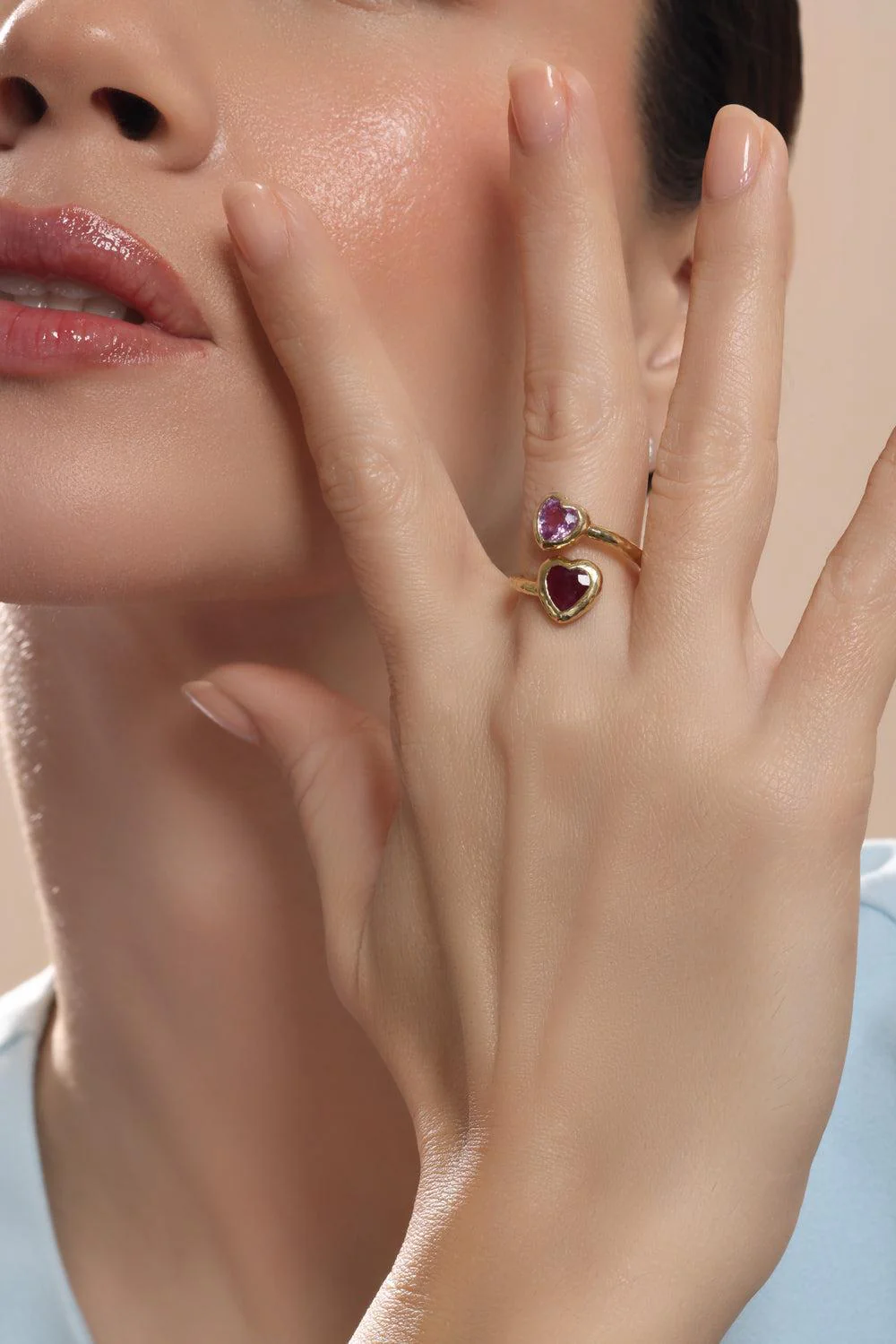 Pink Sapphire Moi Toi Heart Ring - Image 4