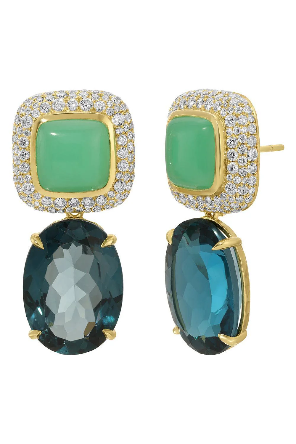 Topaz Chrysoprase Cobblestone Gemmed Earrings