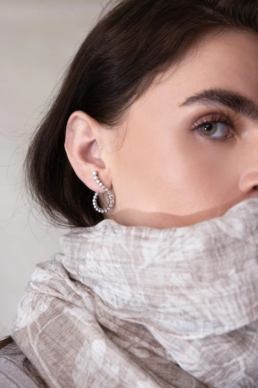 Small Halo Hoop Earrings - Image 3