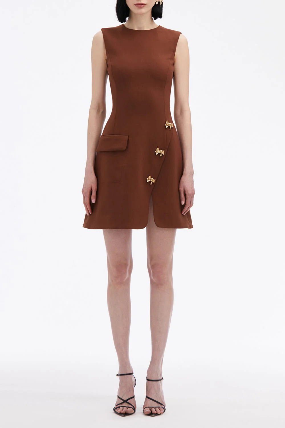 Bow Button Split Skirt Dress - Image 2