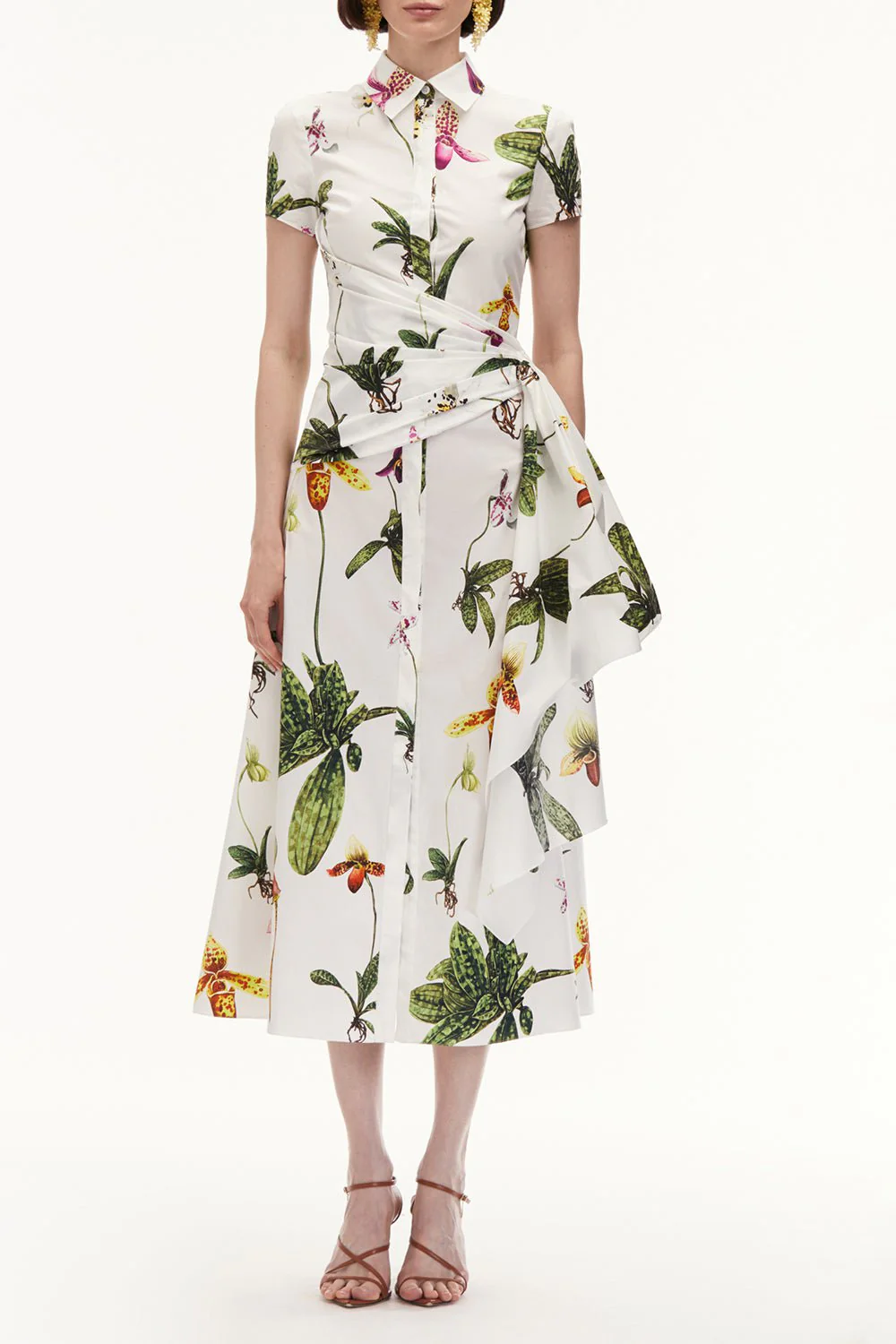 Cap Sleeve Orchid Draped Dress - Image 2