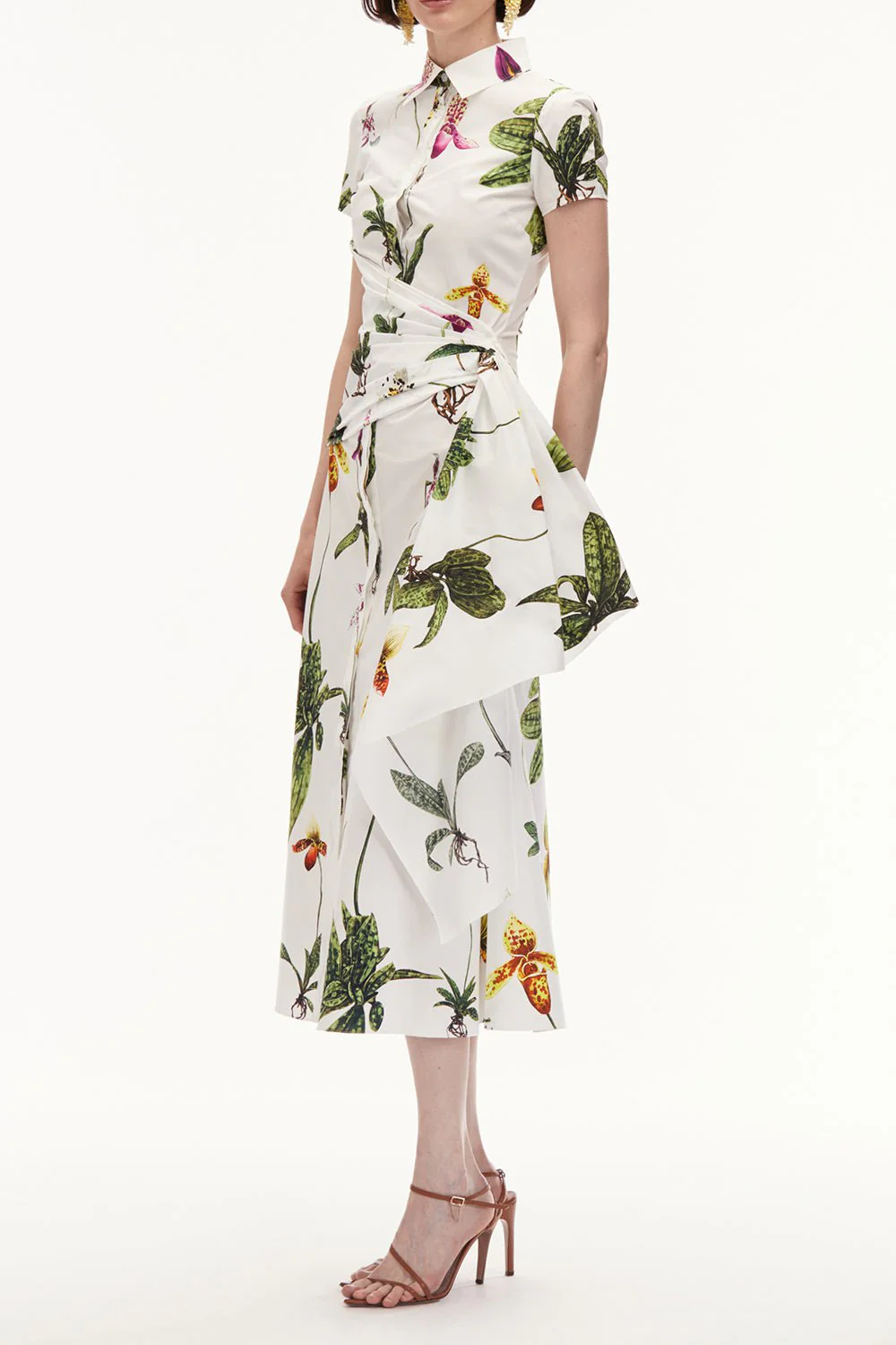 Cap Sleeve Orchid Draped Dress - Image 4