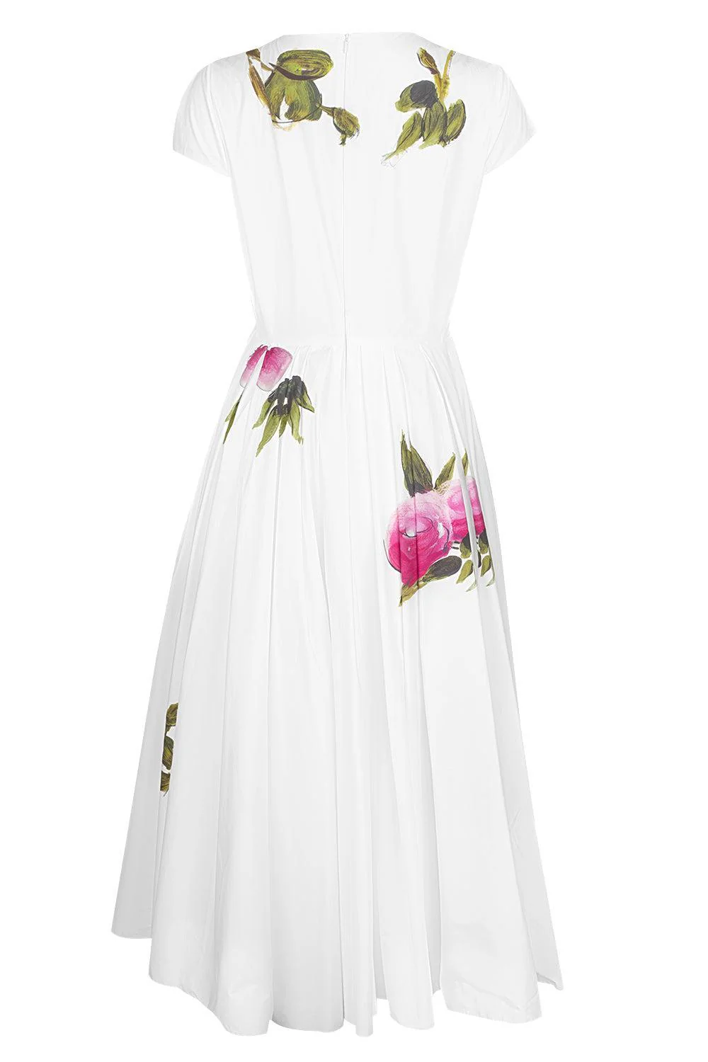 Cap Sleeve Pleated Roses Midi Dress - Image 6