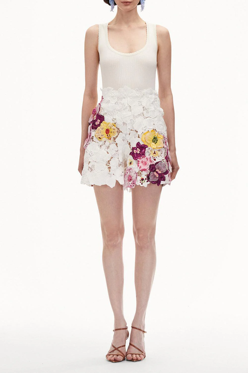Climbing Orchid Embroidered Shorts - Image 2