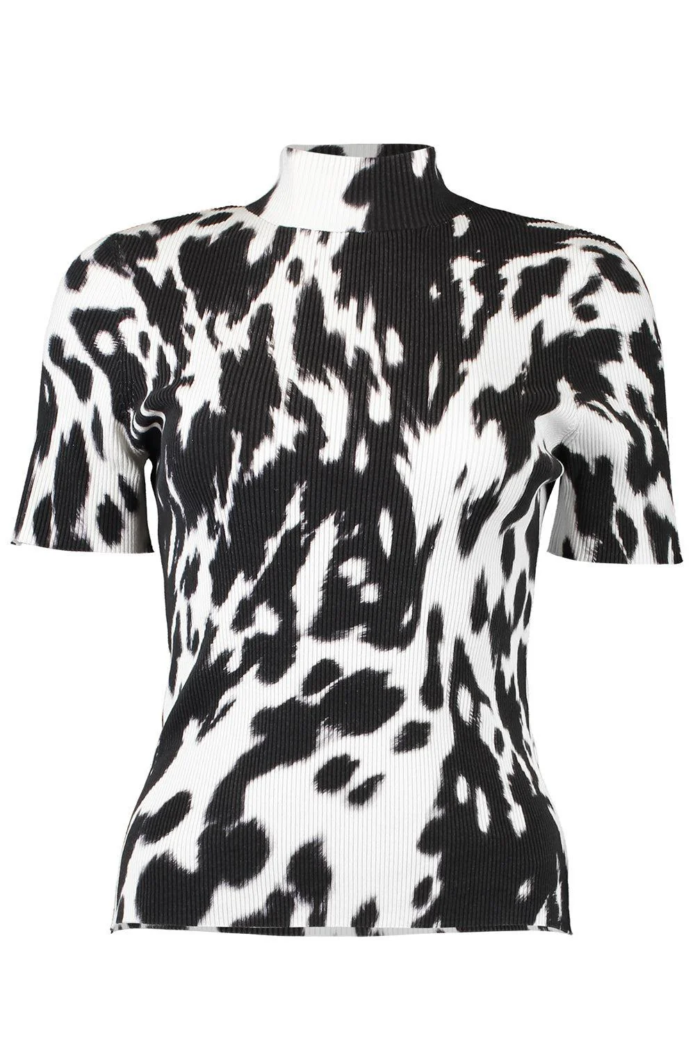 Cow Print Classic Mockneck Short Sleeve Tee