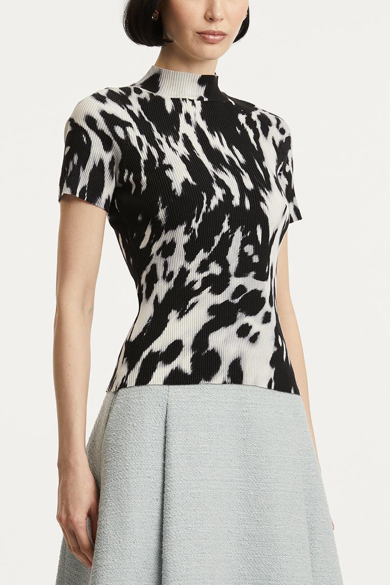 Cow Print Classic Mockneck Short Sleeve Tee - Image 4