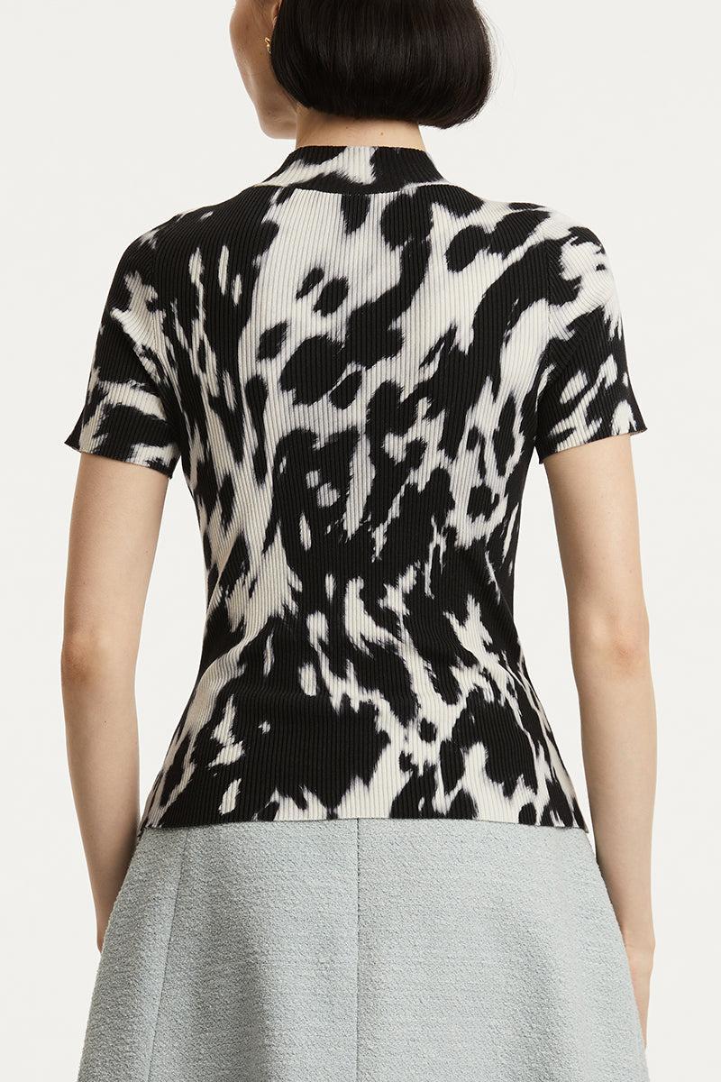 Cow Print Classic Mockneck Short Sleeve Tee - Image 6