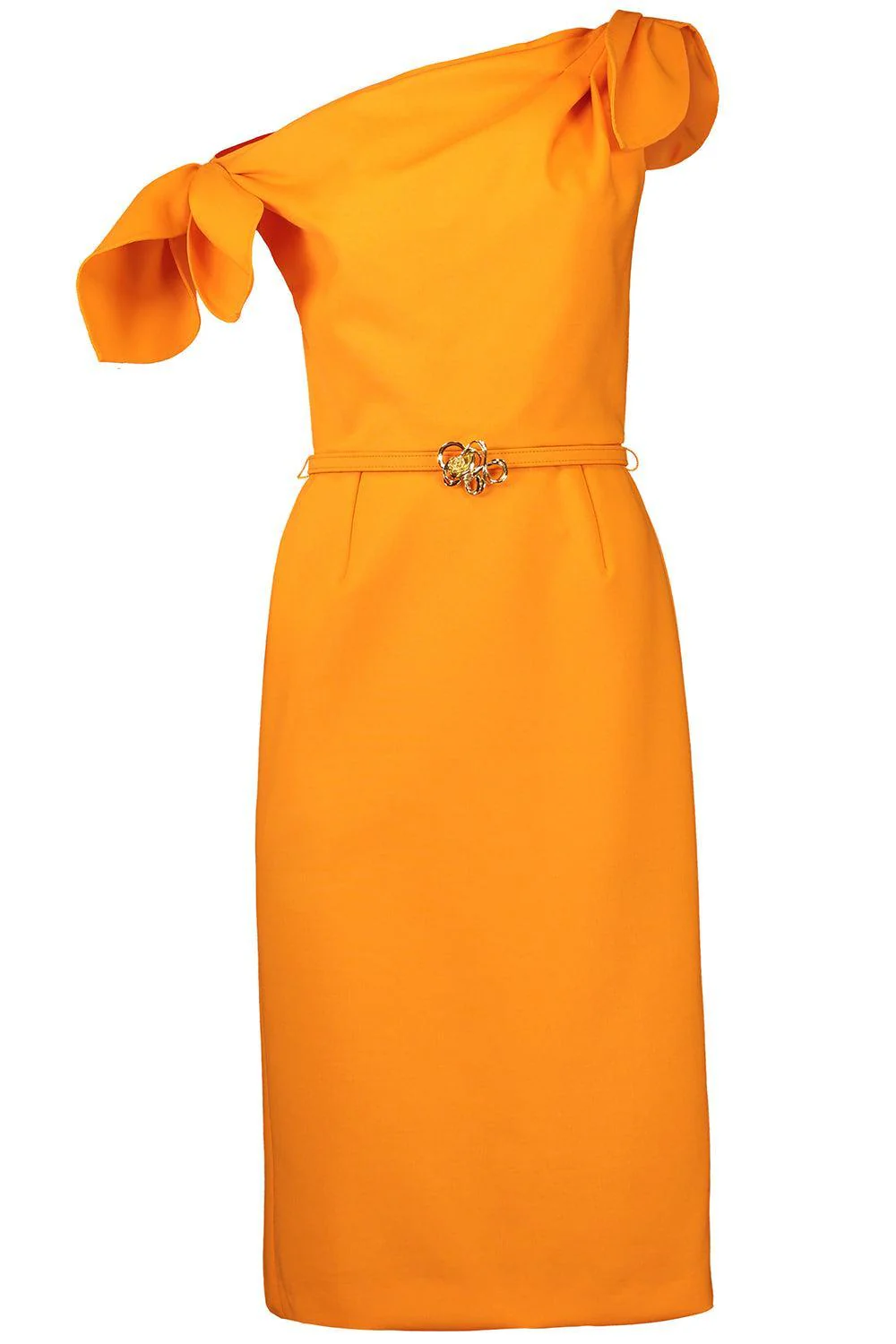Drape Neck Detail Slit Dress