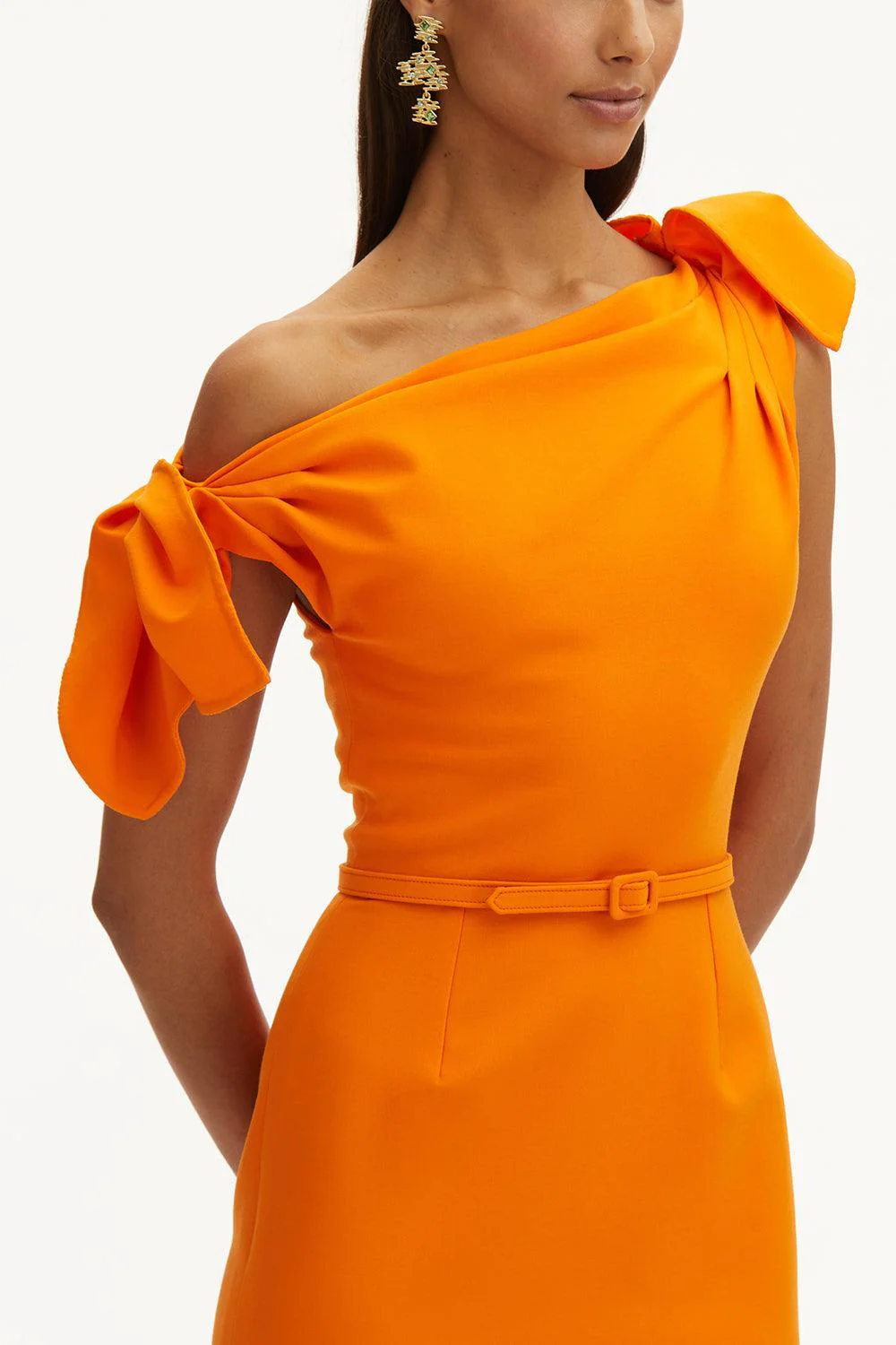 Drape Neck Detail Slit Dress - Image 3