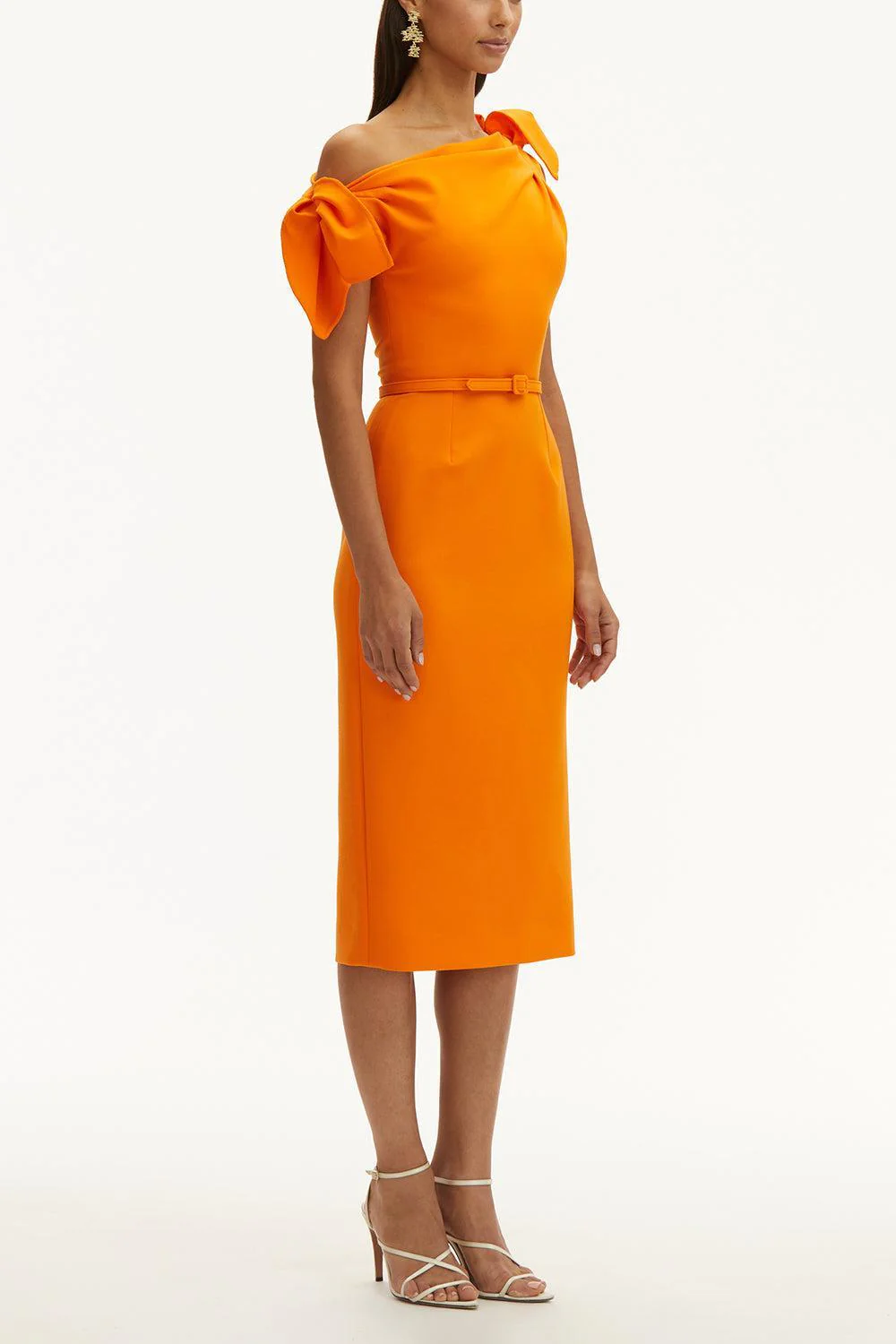 Drape Neck Detail Slit Dress - Image 4
