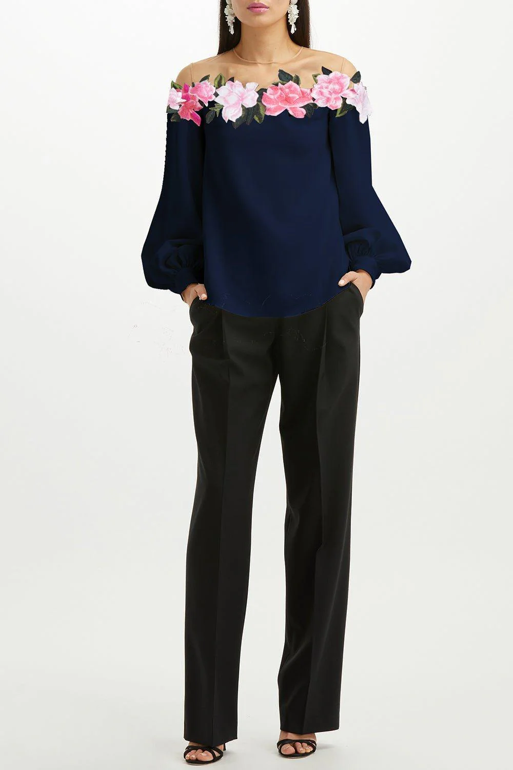 Illusion Neck Blouse - Image 2
