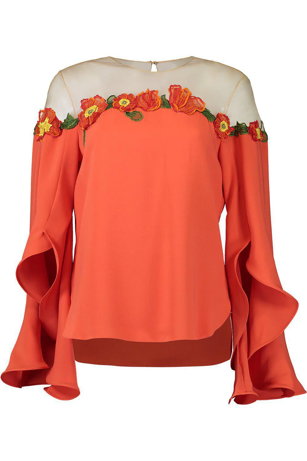 Illusion Neck Poppies Blouse