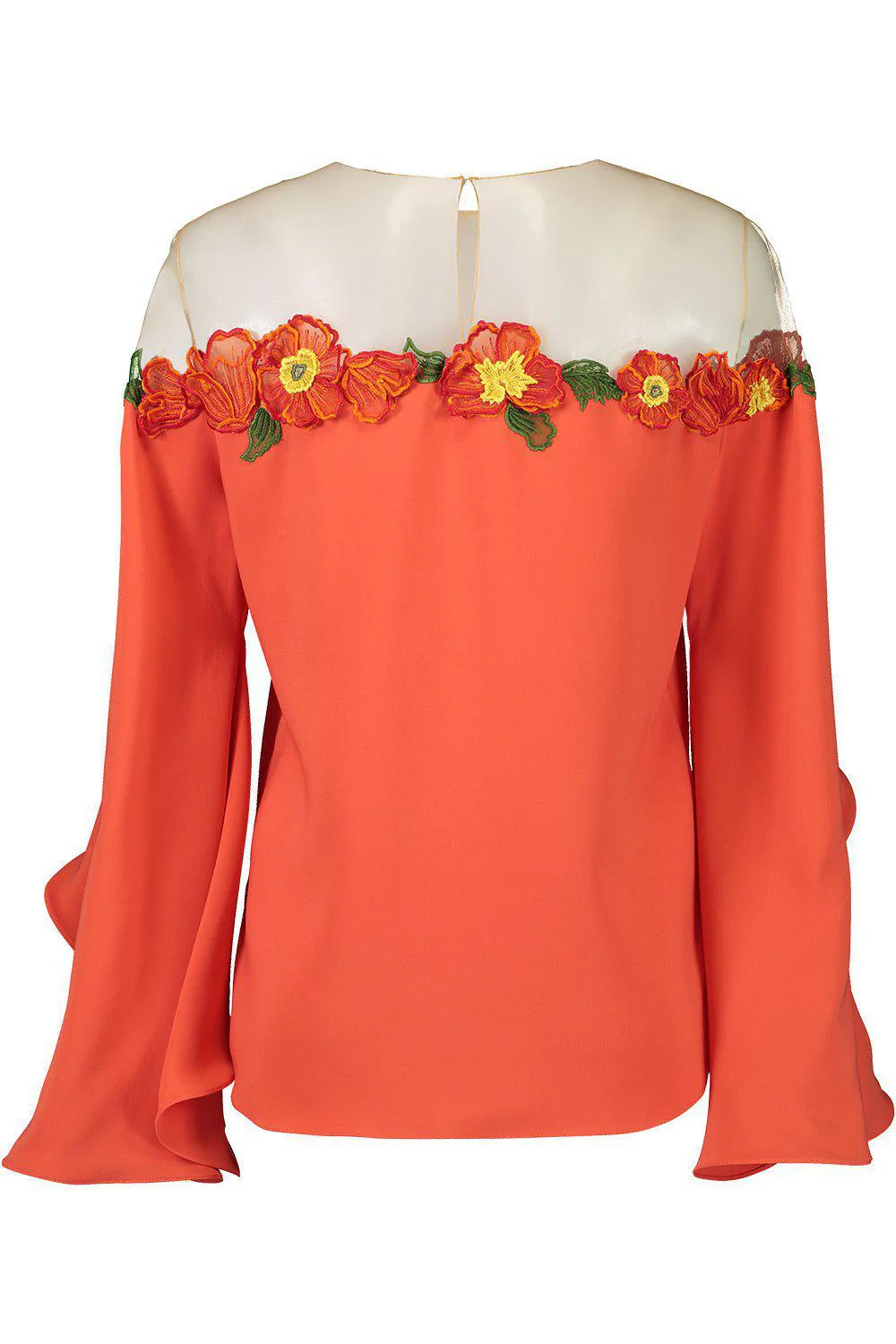 Illusion Neck Poppies Blouse - Image 4