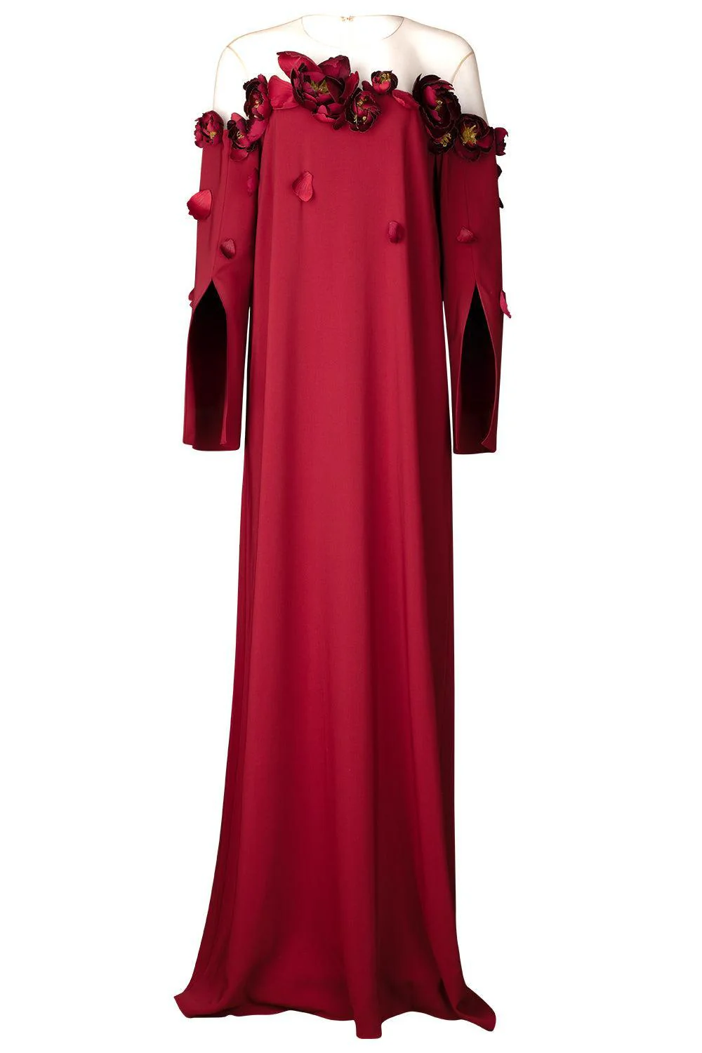 Illusion Off Shoulder Embroidered Caftan