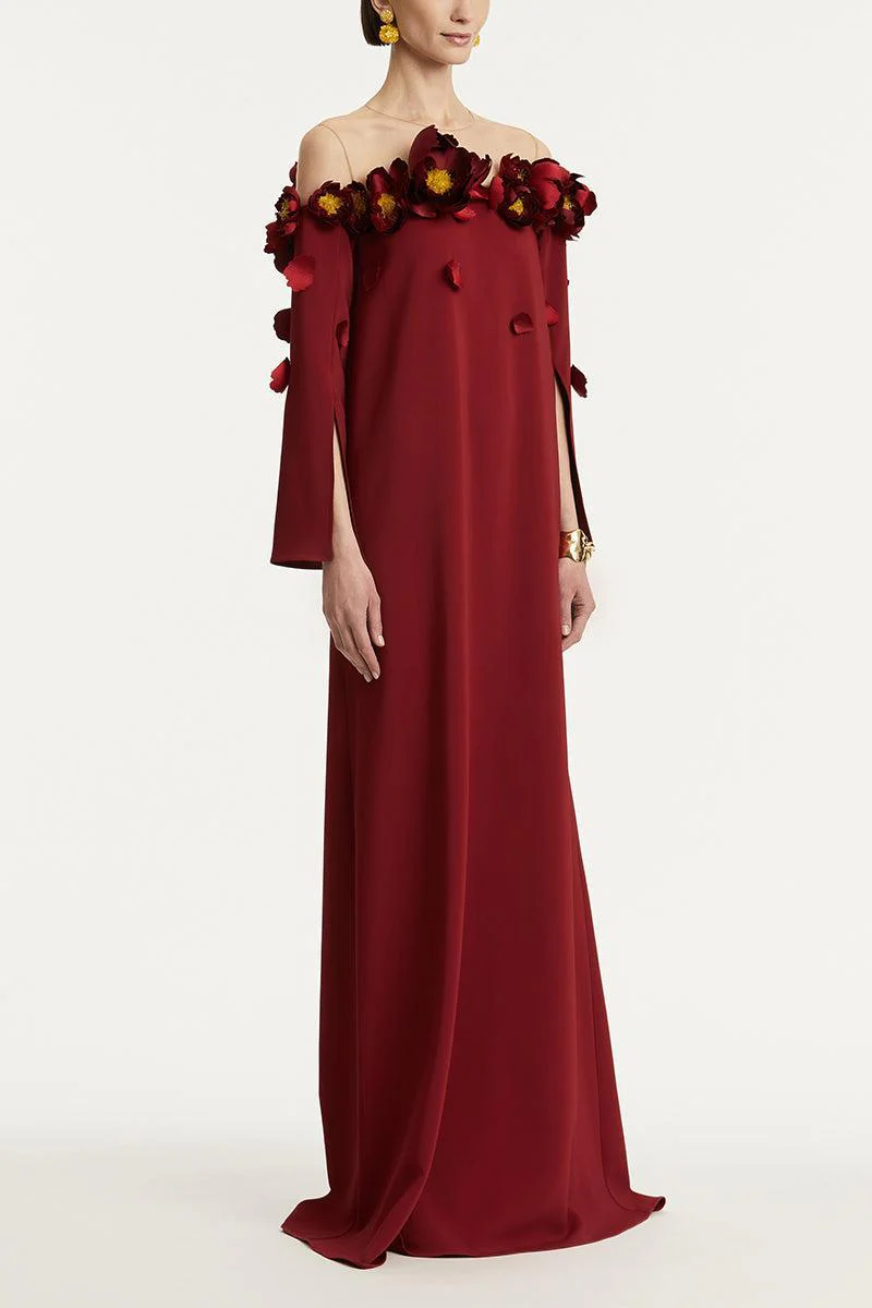 Illusion Off Shoulder Embroidered Caftan - Image 3