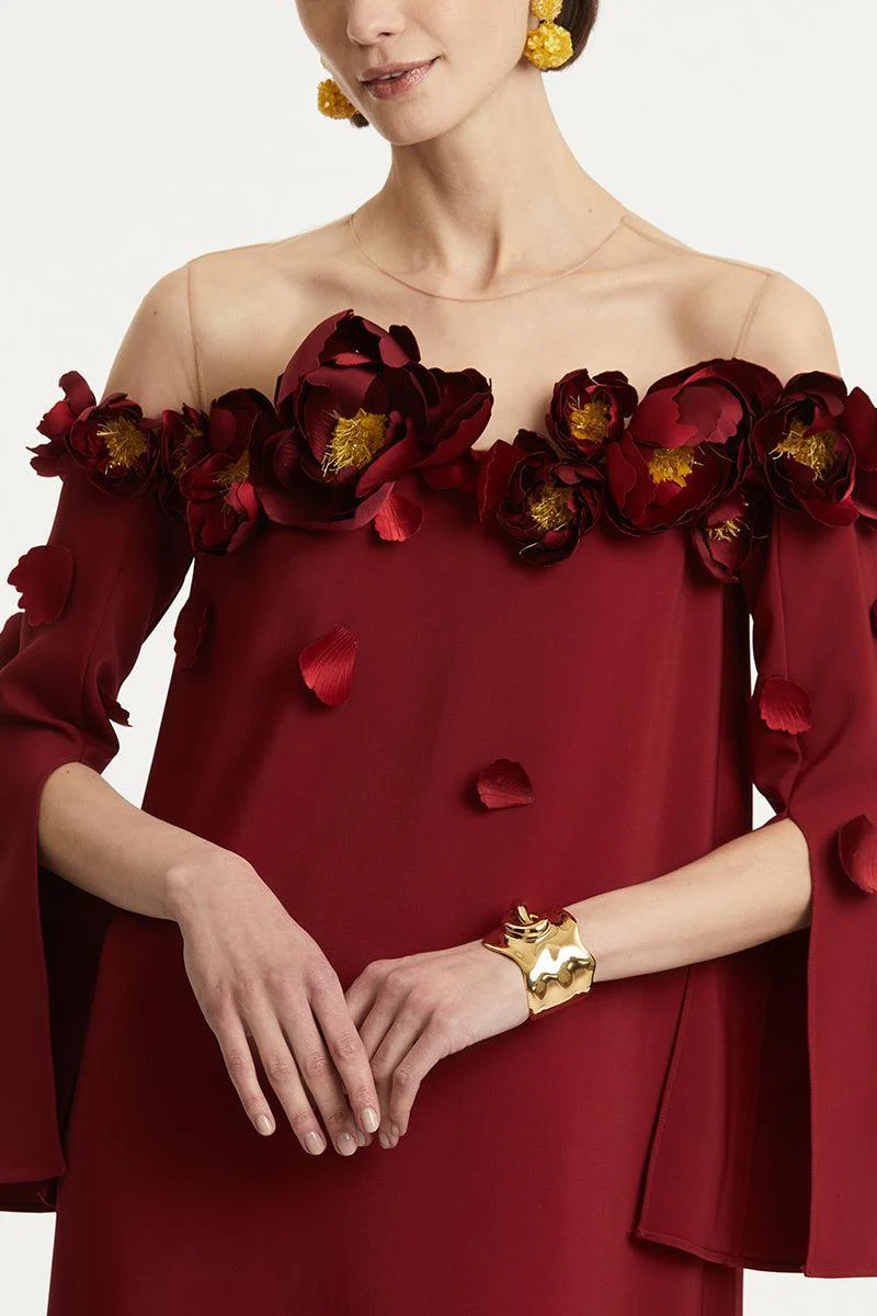 Illusion Off Shoulder Embroidered Caftan - Image 4