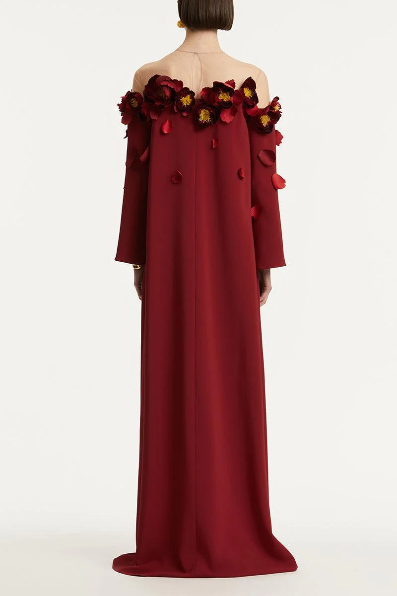 Illusion Off Shoulder Embroidered Caftan - Image 5