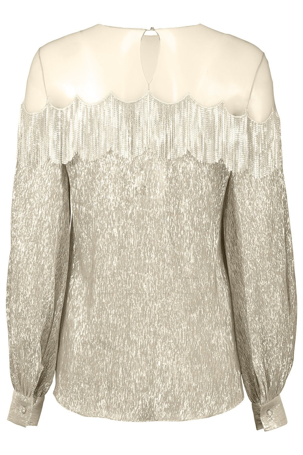 Long Sleeve Chain Fringe Embellished Blouse - Image 7