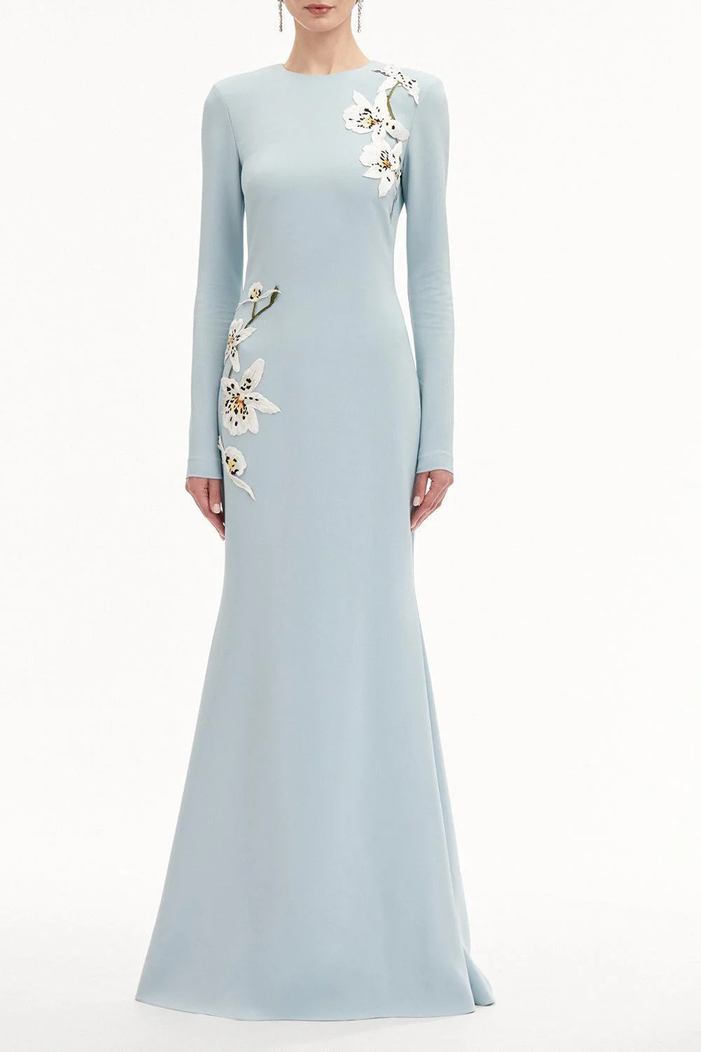 Long Sleeve Orchid Embroidered Gown