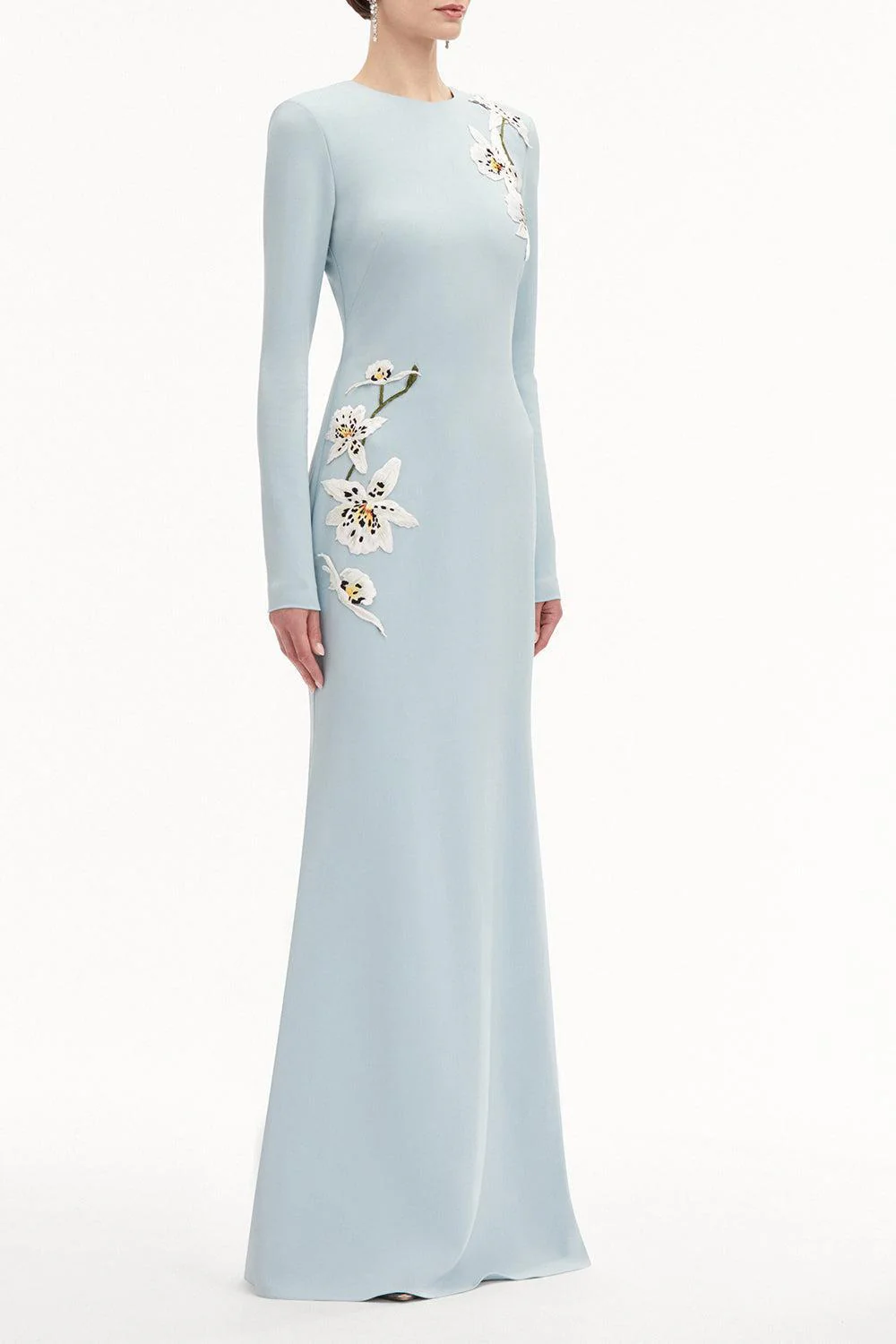 Long Sleeve Orchid Embroidered Gown - Image 2
