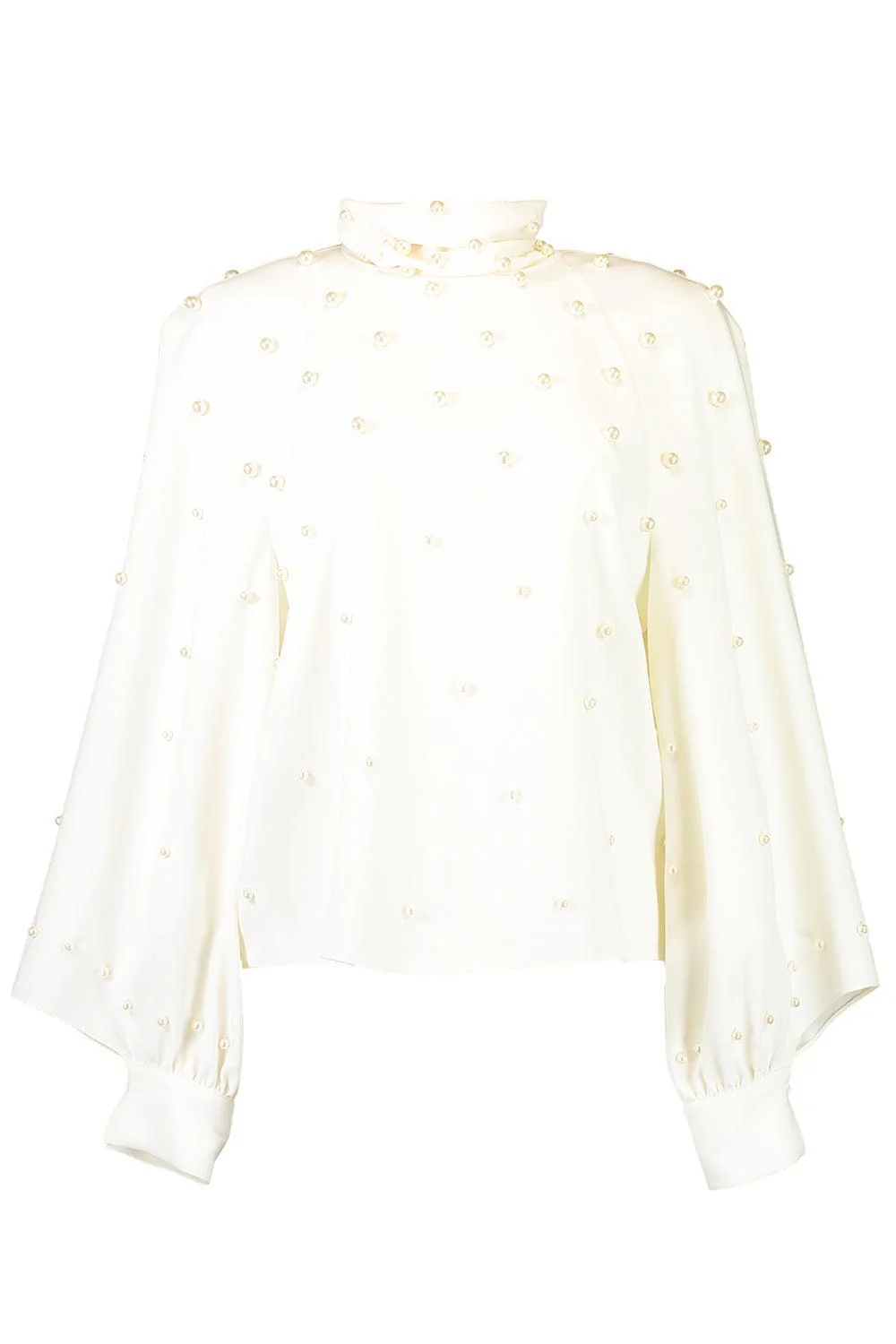 Long Sleeve Pearl Embroidered Blouse
