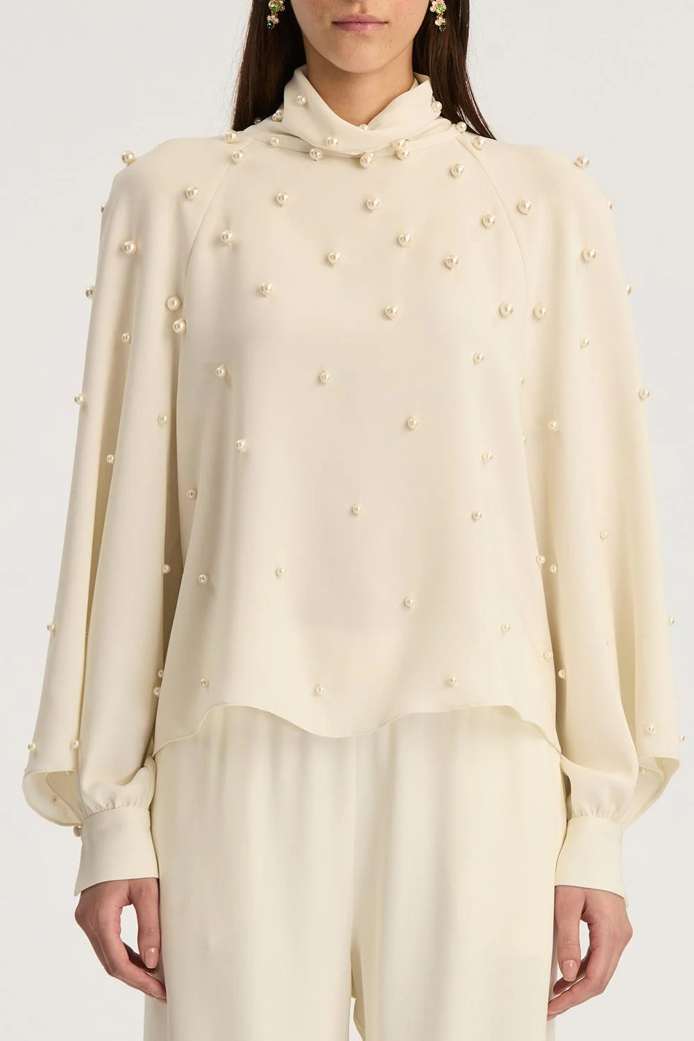 Long Sleeve Pearl Embroidered Blouse - Image 3