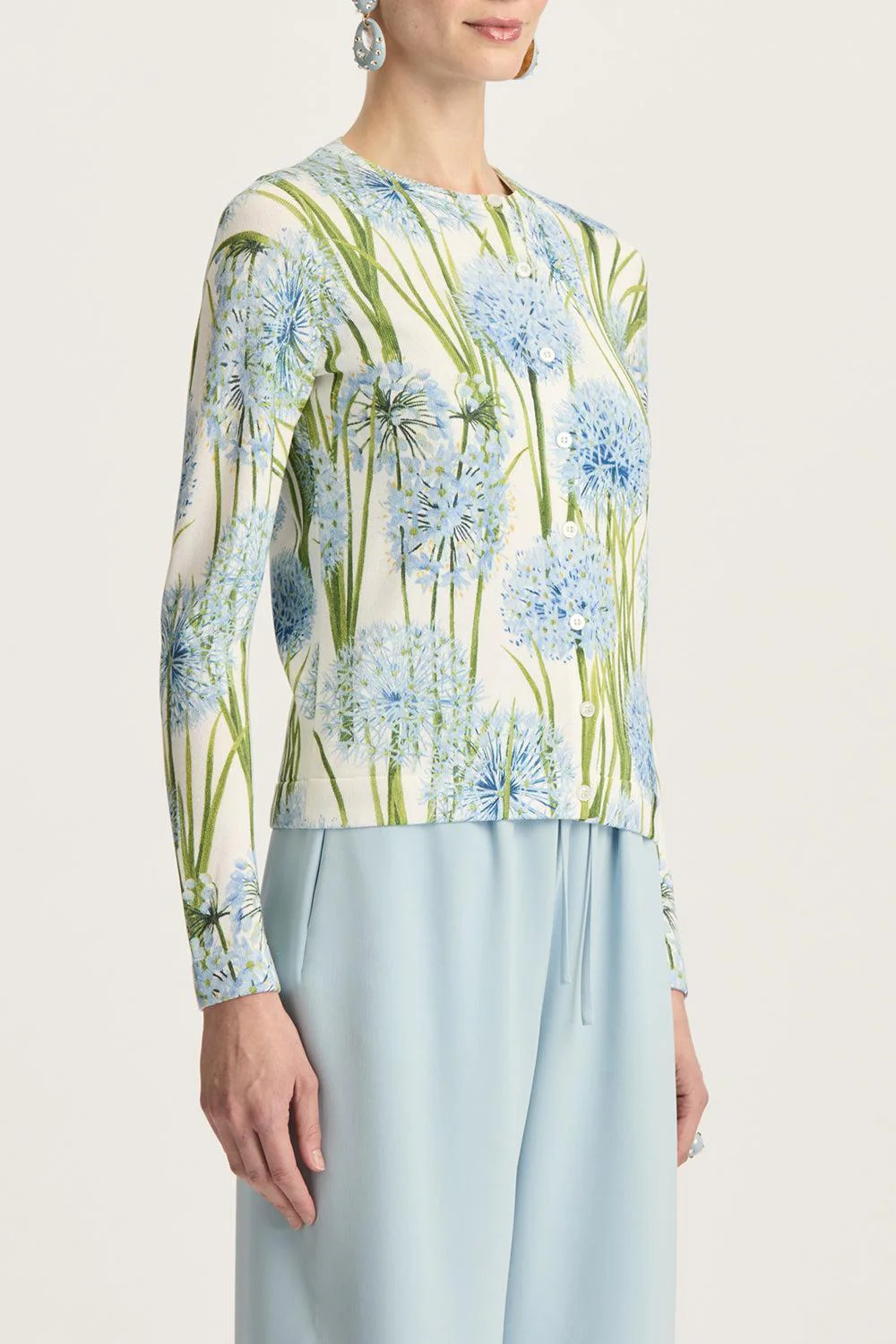 Long Sleeve Printed Allium Cardigan - Image 3