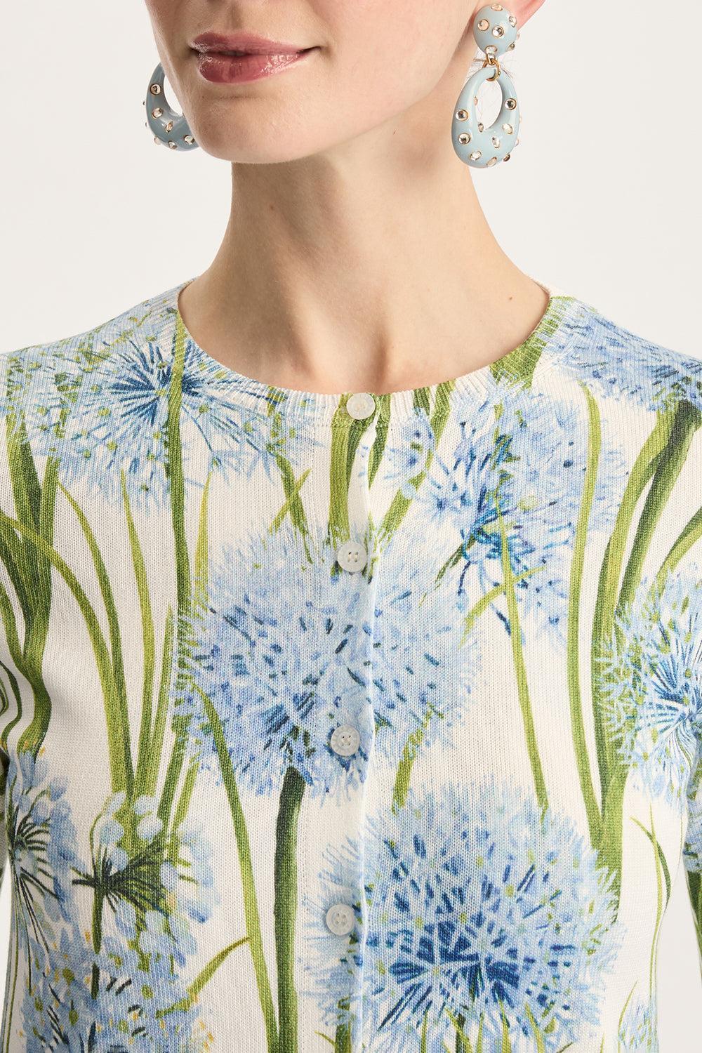 Long Sleeve Printed Allium Cardigan - Image 4