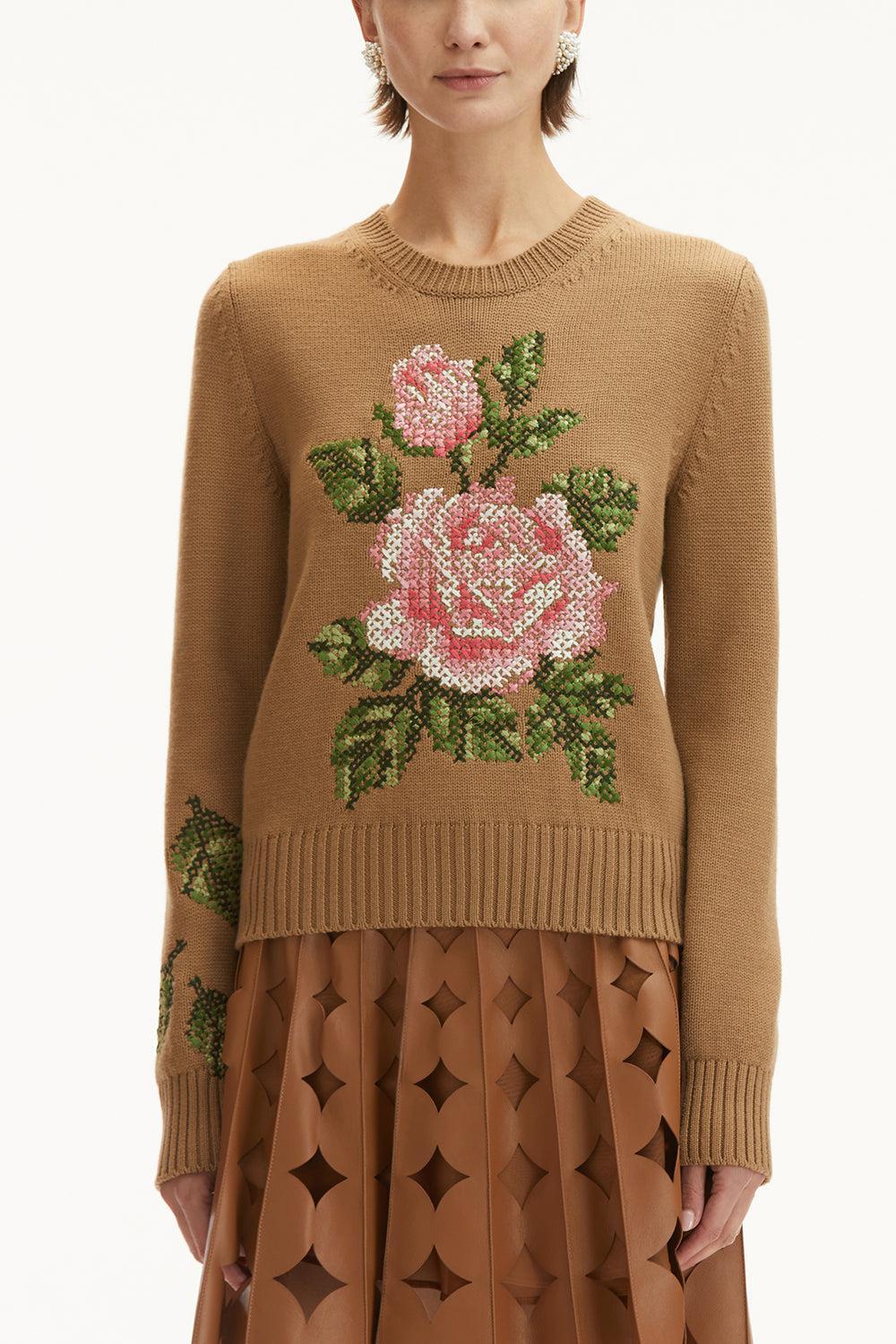 Long Sleeve Rose Embroidered Pullover - Image 3