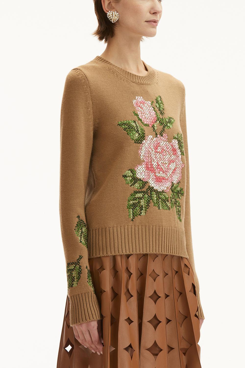 Long Sleeve Rose Embroidered Pullover - Image 4