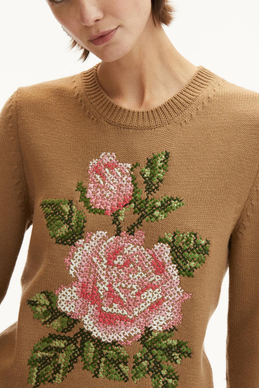 Long Sleeve Rose Embroidered Pullover - Image 5