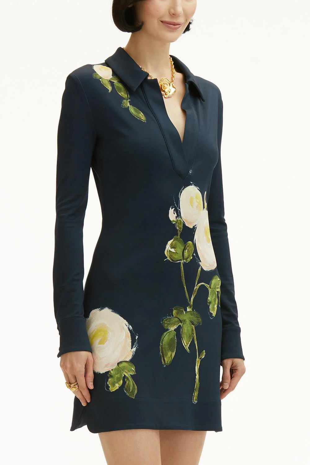 Long Sleeve Roses Milano Dress - Image 5