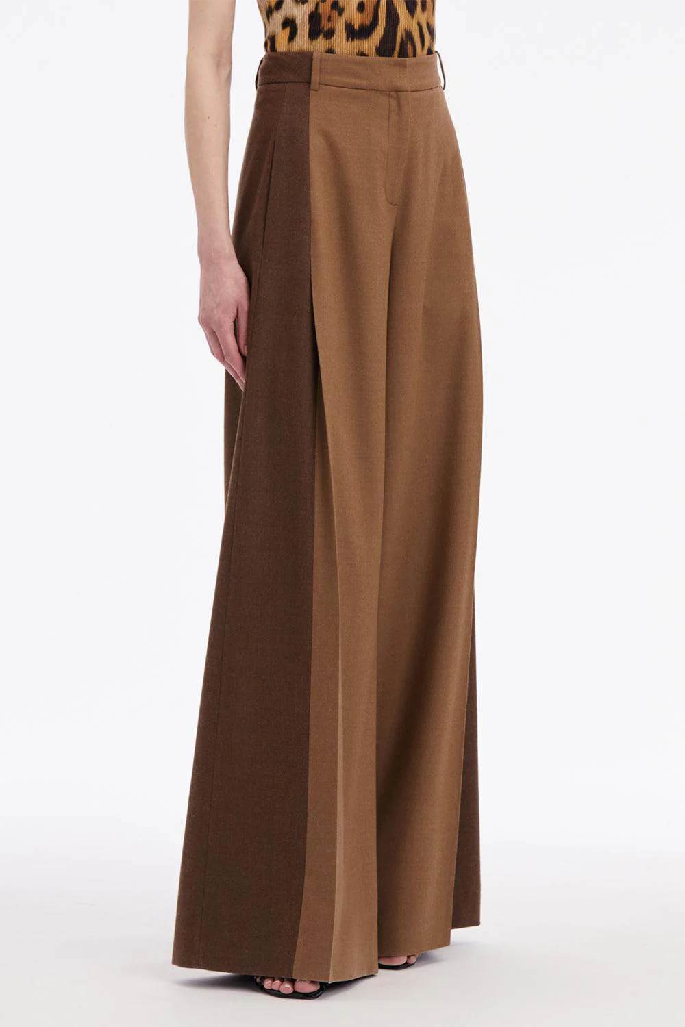 Mixed Pleated Wide-Leg Pants - Image 2