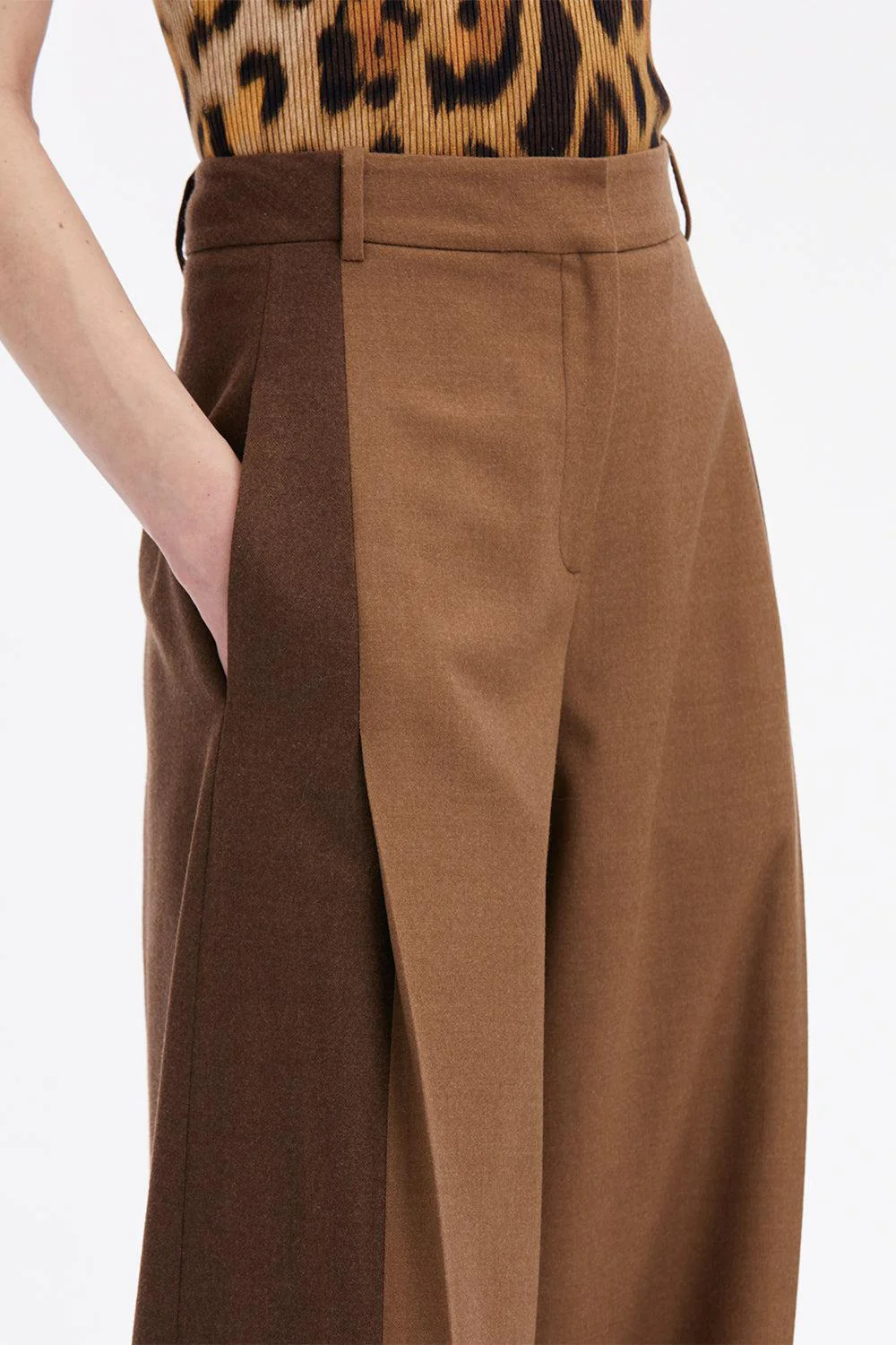 Mixed Pleated Wide-Leg Pants - Image 6