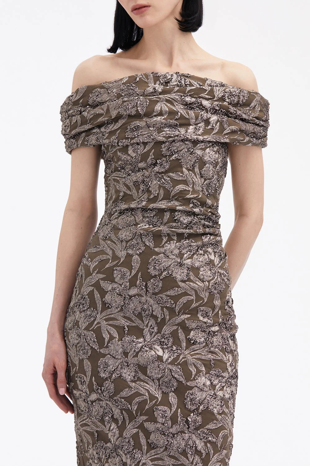 Off The Shoulder Draped Orchid Dress - Image 2