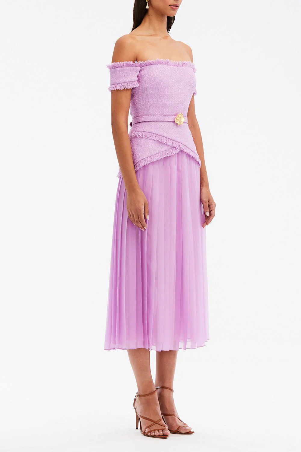 Off The Shoulder Flower Belt Dress - Image 2