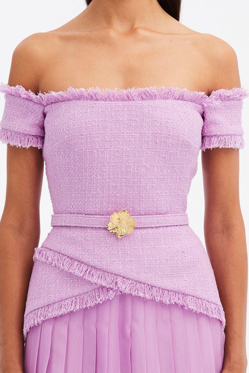 Off The Shoulder Flower Belt Dress - Image 3