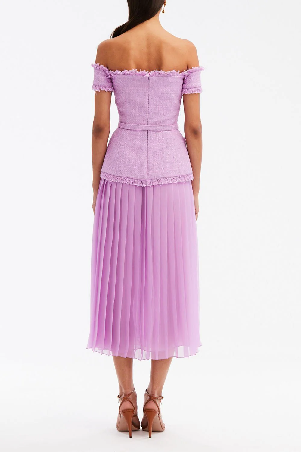 Off The Shoulder Flower Belt Dress - Image 4