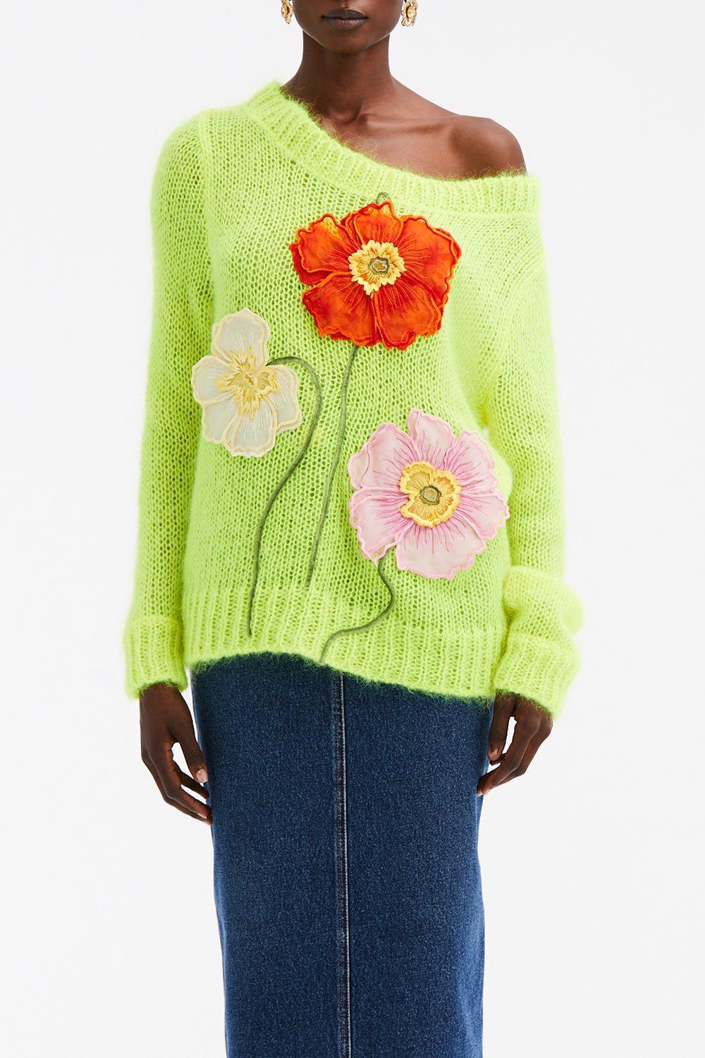 Off The Shoulder Poppy Embroidered Pullover - Image 2