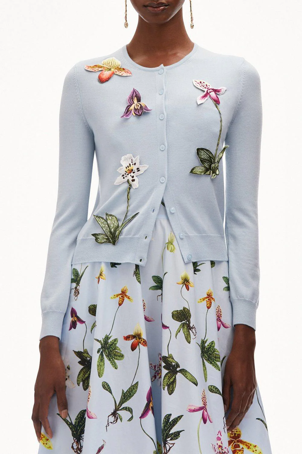 Orchid Embroidered Crewneck Cardigan - Image 2