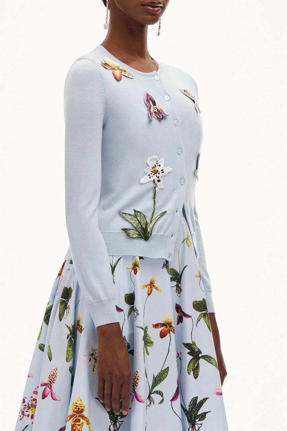 Orchid Embroidered Crewneck Cardigan - Image 3